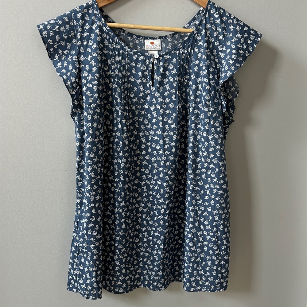 Two Hearts Maternity Blue Floral Blouse